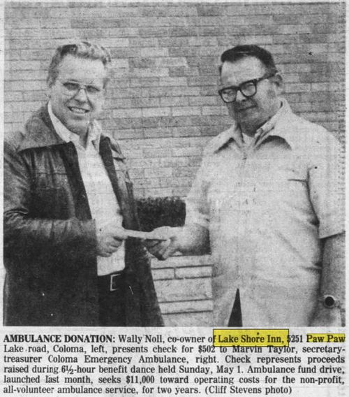 Lake Shore Inn - May 4 1977 Ambulance Fund Donation (newer photo)